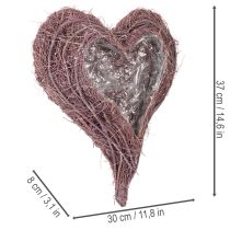 položky Miska v tvare srdca z vetvičiek s fóliovou vložkou, 37 cm