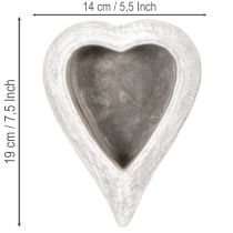 položky Dekoratívna miska v tvare srdca, sivá; malý kvetináč v tvare srdca, 19 cm