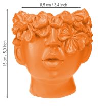 Článok Plant Head Planter Bust Plant Pot Orange 13,5×13×14cm
