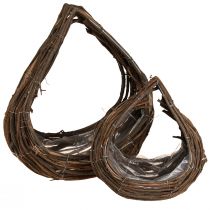 položky Kôš na rastliny Drevené kvapky prírodné 38x18cm / 23x13cm Sada 2 ks