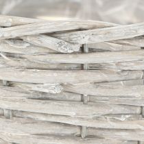 položky Sada prútených kvetinových košov, bielo-sivá, dekorácia v štýle shabby chic, 3 kusy
