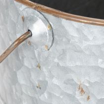 položky Kvetináč s rúčkou, kovový kvetináč, strieborný, hnedý, V22/20 cm D42/40 cm, sada 2 ks