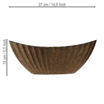 položky Miska na kvetináč s drážkami oválna loďka antracitovo zlatá 36 cm