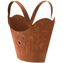 položky Kovový kvetináč, dekoratívny kvetináč, hrdzavá úprava s rúčkami, V37 cm