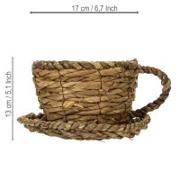 položky Kvetináč s podšálkou, malý slamený košík, Ø17cm V13cm