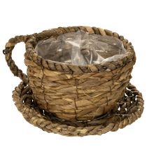 položky Kvetináč s podšálkou, malý slamený košík, Ø17cm V13cm