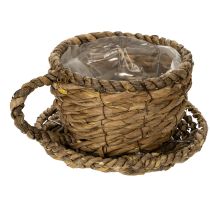 položky Kvetináč s podšálkou, malý slamený košík, Ø17cm V13cm