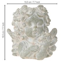 položky Dekorácia na hrob z liateho kameňa s figúrkou anjela v kvetináči 19,5 × 12 × 19,5 cm