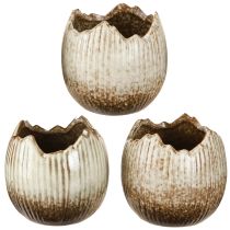 položky Rastlinný črepník Keramické vajíčko Broken Cream Brown Ø9,5cm 3 ks