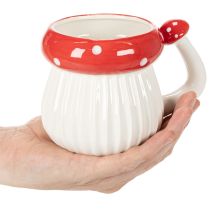 položky Keramický hrnček s motívom muchotrávky na dekoráciu, 10 cm