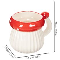 položky Keramický hrnček s motívom muchotrávky na dekoráciu, 10 cm