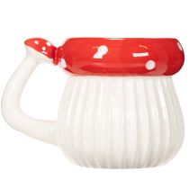 položky Keramický hrnček s motívom muchotrávky na dekoráciu, 10 cm