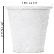 položky Kvetináč s ornamentmi, kvetináč, kovová nádoba, biely, Ø15,5 cm, V14,5 cm