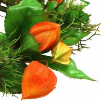 Článok Umelý veniec z Physalis, oranžový a zelený, Ø28cm, jesenná dekorácia