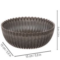 položky Rebrovaná miska, antracitová, dekoratívna miska, okrúhla, 15 cm, 2 kusy