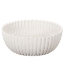 položky Okrúhla, rebrovaná miska v bielej farbe na všestrannú dekoráciu, 15 cm, 2 kusy