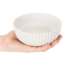 položky Okrúhla, rebrovaná miska v bielej farbe na všestrannú dekoráciu, 15 cm, 2 kusy