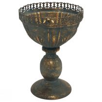 položky Váza na pohár kovová dekorácia pohár zlato šedá starožitná Ø15,5cm V22cm