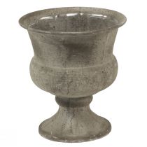 Váza na pohár kovová ozdobná misa šedá starožitná Ø13,5cm V15cm