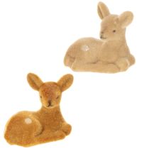 položky Dekoratívna figúrka ležiacej srnky na dekoráciu stola, 8 cm, 6 kusov