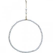 položky Prsteň s perlami, jar, ozdobný prsteň, svadobný, veniec na zavesenie biely Ø28cm 4ks