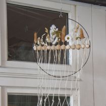 položky Dekoratívny prsteň, kovový, drevené korálky, Ø30cm, čierny, biely, prírodný, sada 4 kusov