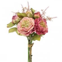 položky Umelé ruže v zväzku jesenná kytica ružová, fialová V36cm