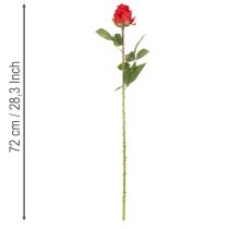 položky Umelá ruža červená, vetvička ruže, hodvábny kvet, 72 cm, 3 ks