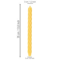 položky Rustikálne sviečky Twist, vysoké kužeľovité sviečky, jednoliata žltá, 350/28 mm, 4 kusy