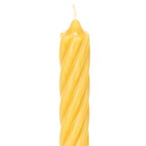 položky Rustikálne sviečky Twist, vysoké kužeľovité sviečky, jednoliata žltá, 350/28 mm, 4 kusy