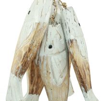 položky Rustikálny drevený vešiak na ryby s 5 rybami biely prírodný 15cm