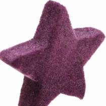 položky Bodová dekorácia hviezdy vločkované zamatové hviezdy fialová bobuľa 4/5cm 40 ks