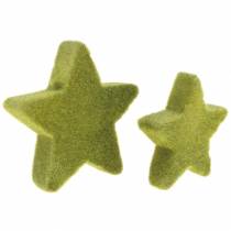 položky Bodová dekorácia hviezdy vločkované machovo zelená 4cm/5cm 40 ks