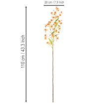 položky Umelý kvet orchidea vetvička oranžová filigránová dekorácia izby 110 cm 3 ks