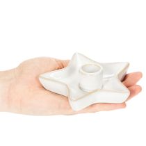 položky Keramický svietnik v tvare hviezdy, biely, na kužeľovité sviečky, 12 cm, 2 kusy