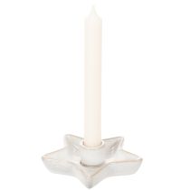 položky Keramický svietnik v tvare hviezdy, biely, na kužeľovité sviečky, 12 cm, 2 kusy