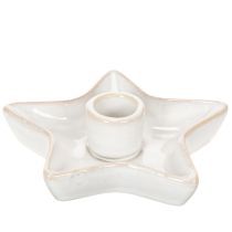 položky Keramický svietnik v tvare hviezdy, biely, na kužeľovité sviečky, 12 cm, 2 kusy