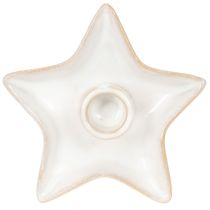 položky Keramický svietnik v tvare hviezdy, biely, na kužeľovité sviečky, 12 cm, 2 kusy