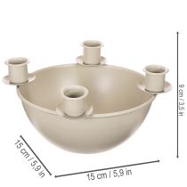 položky Svietnik so 4 objímkami, moderný adventný veniec, béžový, 15 cm