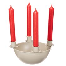 položky Svietnik so 4 objímkami, moderný adventný veniec, béžový, 15 cm
