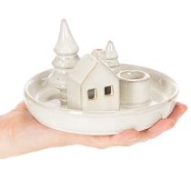 Článok Dekoratívny keramický svietnik s domčekom a stromčekmi, 16 cm