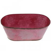 položky Miska s dekorom listov, kvetináč, jesenná dekorácia, kovový hrniec vínová červená L38cm V15cm