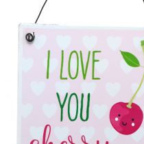 položky Závesná ceduľa "Čerešňa" 17cm x 12cm 4ks - Dekoratívna ceduľa s ovocným vyznaním lásky