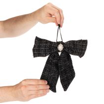 položky Látková mašľa s brošňou a závesom, kockovaná, 24 cm, 2 kusy