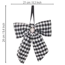položky Látková mašľa s brošňou a závesom, kockovaná, 24 cm, 2 kusy