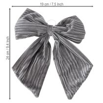 položky Dekoratívna závesná mašľa, vianočná mašľa, zamatová, rebrovaná, 24 cm, 2 kusy