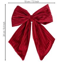 položky Červená zamatová mašľa z manšestrovej látky na zavesenie vianočných ozdôb, 24 cm, 2 kusy