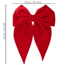 položky Dekoratívna mašľa v červenej farbe, veľká zamatová mašľa na okno alebo dvere, 50 cm