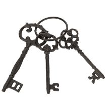 položky Dekoratívny krúžok na kľúče, starožitný dizajn kľúčov, ako nostalgický doplnok do domácnosti, 27 cm