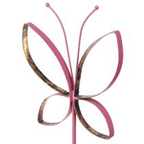 položky Motýľ kovová dekorácia jarná fuchsiová zlatá V35cm 2 ks